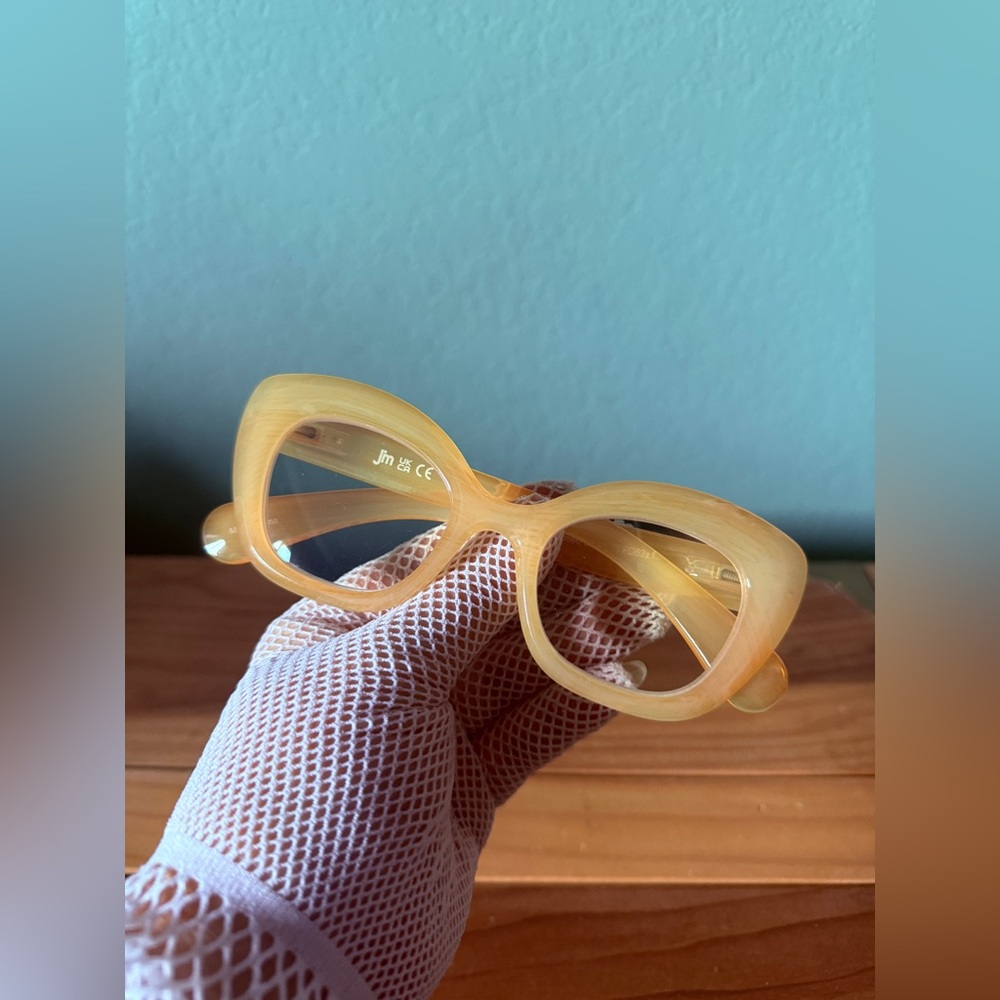 Jim Reading Glasses +3.75 Cat Eye Beige Frame Spring Hinges CE UKCA 5.5” VTG